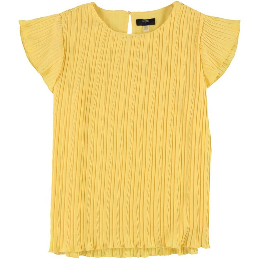 Tahari Womens Pleated Tunic Blouse, Yellow, XL, DM